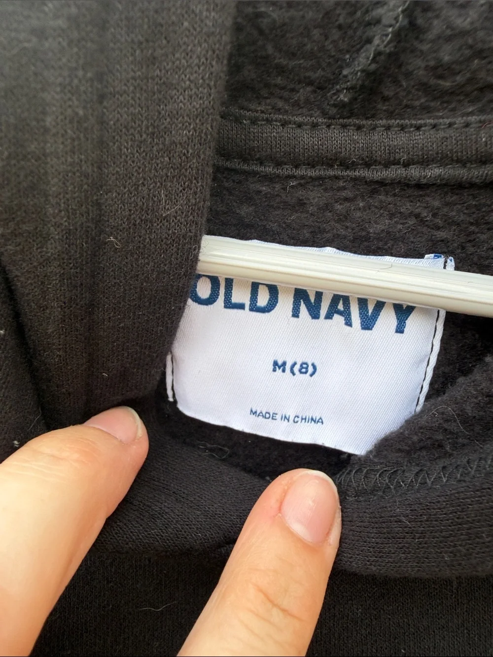 Old Navy Black Pullover Hoodie with Logo Neck Tag